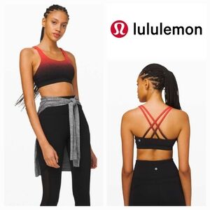 Lululemon Energy Bra Limited Editio Ombre Speckle Stop EB Black Thermal Red Sz 4